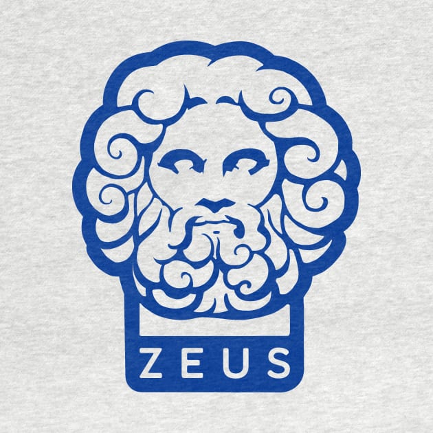 Zeus, Ancient Greece mythology, Stylized head in blue by croquis design